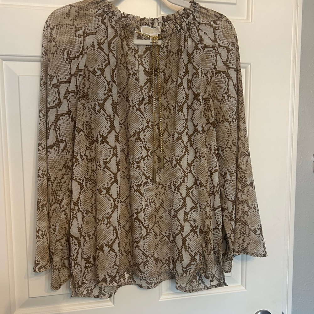 Michaels Brown Snake Print Blouse
